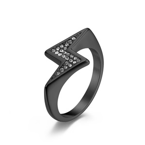 Popular yunnique fashion trendy and unique lightning bolt Z-shaped <b>titanium</b> steel <b>ring</b>, a cool and unisex everyday - Product Image 5