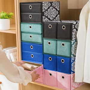 กล่องเก็บของพับได้2ชั้นพร้อมที่จับพับเก็บได้ผ้าพิมพ์ลายหลายขนาด - Product Image 3