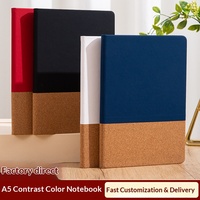 Carnet de notes mini en cuir PU lisse avec design en liège, sublimation tendance, format A5/A6, agenda scolaire à couverture rigide, 100 feuilles