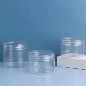 圆形透明塑料食品储存罐套装，带光滑的盖子