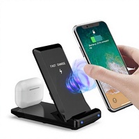 Support de charge sans fil magnétique 2-en-1 15W avec Type-C pour smartphone et écouteurs, support vertical pour téléphone pour la maison et le bureau