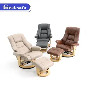 Geeksofa Living Room Adjustable Swivel Relax Air Leather Or Real Leather Recliner Leisure Chair With Ottoman With Massage