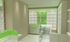 Aménagement intérieur de magasin médical : Vitrine et étagère de <span class=keywords><strong>pharmacie</strong></span> en bois et verre trempé avec éclairage LED - Product Image 4