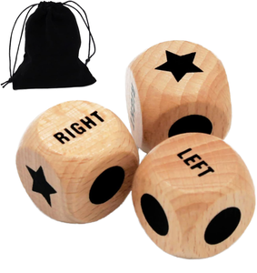Wooden Left Right Center <b>Dice</b> <b>Set</b> Engraved Star Design Handmade Craft Game Pieces - Product Image 3