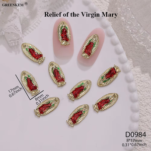 Vente en gros de breloques 3D en alliage pour Nail Art avec strass bijoux San Judas Vierge Marie pour manucure et Nail Art - Product Image 5