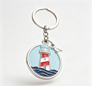 Porte-clés en métal Lighthouse, porte-clés émaillé, ton argenté, cadeau souvenir promotionnel - Product Image 3