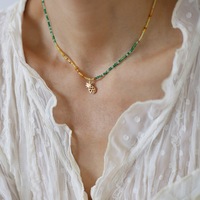 Bijoux de vacances aux fruits tropicaux tour de cou breloques aux fruits chaîne de perles de verre ananas collier en acier inoxydable sans ternissement