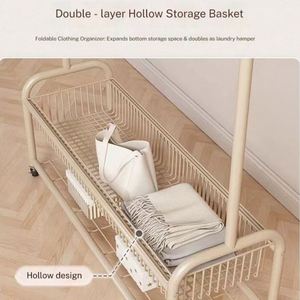 Porte-vêtements en métal doré <span class=keywords><strong>sur</strong></span> roulettes avec étagère pour enfants - Product Image 4