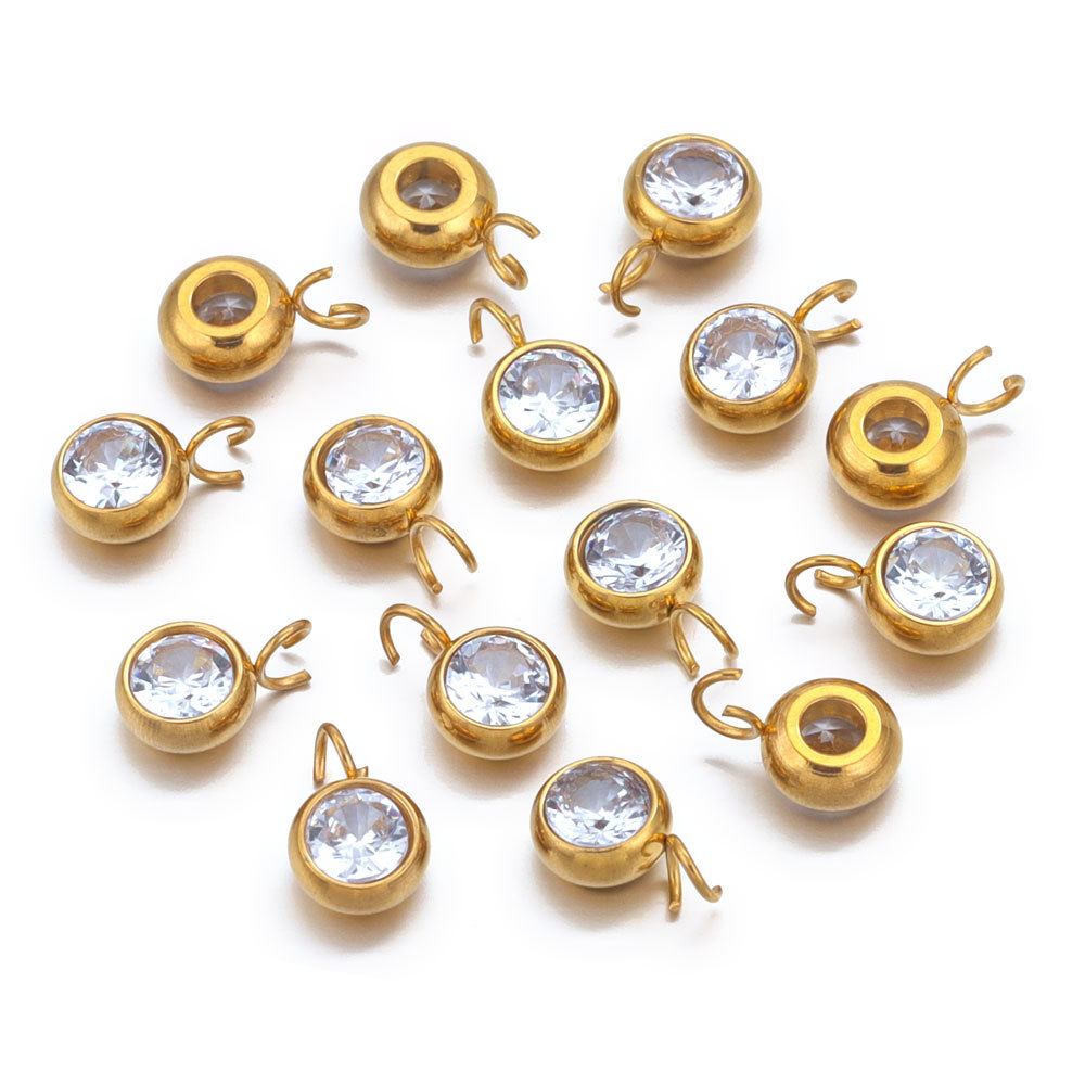 Stainless Steel Round Crystal Pendant Necklace Bracelet Making Diy Handmade Jewelry Accessories