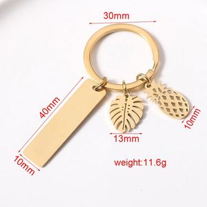 Llavero Personalizado con Logotipo Grabado en Placa de Oro, Diseño de Piña Hawaiana, para Fabricación de Joyería, Llavero con Letra - Product Image 2
