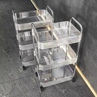 Chariot de rangement à roulettes moderne en acier inoxydable à 3 niveaux pour cuisine, chambre, salle de classe et bureau, personnalisable
