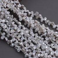 Perles de culture d'eau douce Keshi 6-7mm, baroques, à facettes, percées sur le dessus, blanches, brin de 40cm pour la fabrication de bijoux DIY