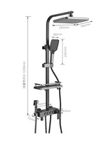 Ensemble de douche mural personnalisé en acier inoxydable thermostatique à quatre fonctions avec douchette rétractable, jet pluie et cascade pour appartement