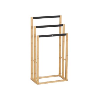 Portasciugamani e Appendiabiti Multifunzionale in Bambù a 3 Ripiani Pieghevole, Supporto da Terra Moderno e Portatile - Product Image 6