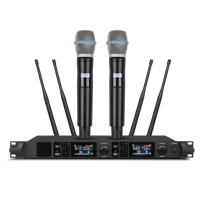 Système de microphone sans fil AN-K63 True Diversity avec deux micros portatifs pour performances scéniques professionnelles, spectacles en direct et karaoké