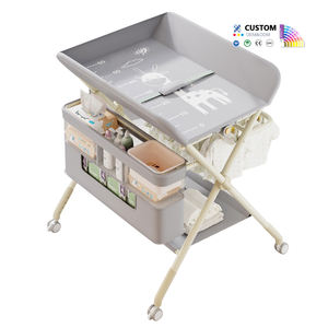 <span class=keywords><strong>Table</strong></span> <span class=keywords><strong>à</strong></span> <span class=keywords><strong>langer</strong></span> multifonctionnelle pliable en plastique et métal pour nouveau-nés, avec fonction massage tactile et lit de bain – Produit de soin pour bébé - Product Image 4