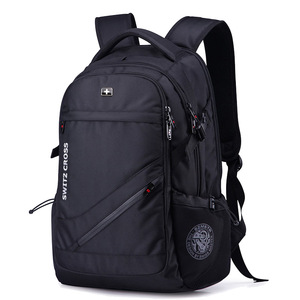 Switz Cross <b>Backpack</b> For Men Large Capacity <b>Laptop</b> Bag Business Travel School Use Water-repellent Solid Color Shoulder Straps - Product Image 1