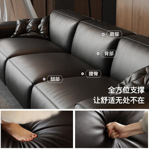 ГОРЯЧАЯ РАСПРОДАЖА: Итальянский минималистичный диван из натуральной кожи, в смелом черном стиле, для гостиной, высококачественный современный модульный диван-куб - Product Image 5