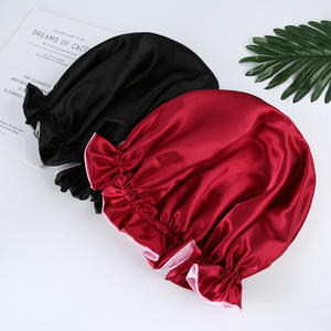 Gorro de dormir de satén para mujer, gorro liso de doble capa para dormir, protección del cabello, sombrero redondo de gran tamaño - Product Image 2