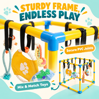 Aire de jeux pour animaux de compagnie en PVC écologique, réglable et résistante aux morsures, avec jouets suspendus pour l'entraînement des chiots et équipement de terrain de jeu pour chiens