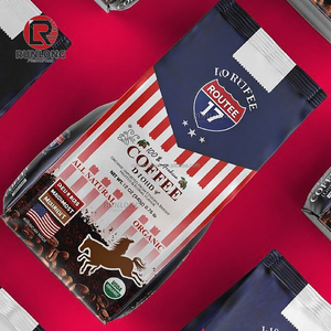 Vente en gros personnalisé imprimé 1 kg 500g sac de café vide à fond plat sac d'emballage en grains de café avec valve et fermeture éclair - Product Image 3