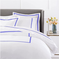 Ensemble de housse de couette de luxe 400TC avec motif géométrique brodé, taille Queen, couleur personnalisée, ensemble de literie 100% coton égyptien