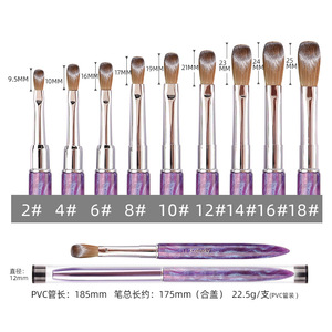Pinceau à ongles professionnel de haute qualité, manche en bois violet, poils acryliques plissés 100% pur Kolinsky, plat, facile à appliquer, pour poudre de manucure - Product Image 3