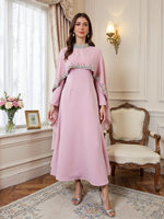 Kaftan de luxe en gros de Dubaï pour femmes, robe élégante en polyester, abaya d'hiver faite à la main, tenue modeste pour le Ramadan et les fêtes de l'Aïd