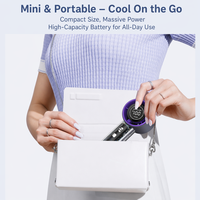 Ventilateur portable Wisteria, turbo, haute vitesse, silencieux, mini, rechargeable par USB, écran numérique transparent en plastique ABS, cadeau pour l'extérieur