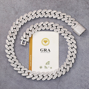 Chaîne cubaine baguette ronde en or plaqué argent sterling 925, testée au diamant, moissanite VVS, certificat GRA - Vente flash - Product Image 5