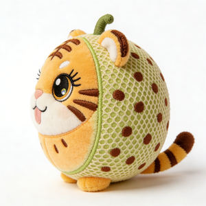 Peluche híbrido de melón tigre esférico personalizado con ribete de cáscara de melón de malla, rayas de tigre bordadas y semillas de melón - Product Image 1
