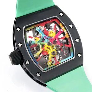 Boîtier en céramique style graffiti personnalisé, verre saphir, mouvement squelette tourbillon, élégant, polyvalent, unisexe, mécanique, 3 ATM, sport - Product Image 5