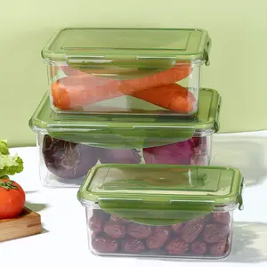 Organisateur de conteneurs de boîte de stockage de nourriture hermétique en plastique de haute qualité de sésame pour le bac à légumes de forme carrée d'animal familier de réfrigérateur avec le couvercle de Pp
