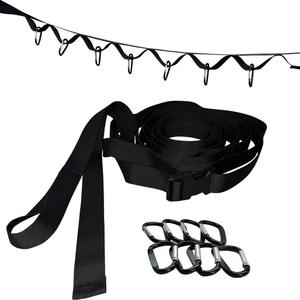 Correas de almacenamiento para tiendas de campaña Work Record, juego de correas de sujeción de camping negras de cuerda Oxford con 19 anillas - Product Image 4