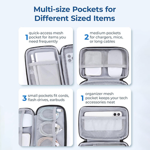 Estuche Organizador de Electrónicos para Viaje, Bolsa Organizadora de Cables y Cargadores para Teléfono, Accesorios, Banco de Energía, Negro - Product Image 3