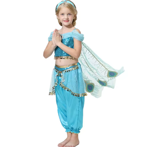 Nouvelle Collection : Costumes de Fête d'Halloween pour Filles, Enfants, <span class=keywords><strong>Aladdin</strong></span>, <span class=keywords><strong>Jasmine</strong></span> et Elsa, pour Anniversaire, Cosplay - Product Image 2