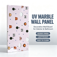 Panneau mural en PVC durable avec motif animal mignon pour chambre d'enfant, décoration intérieure, panneau mural en marbre UV directement de l'usine