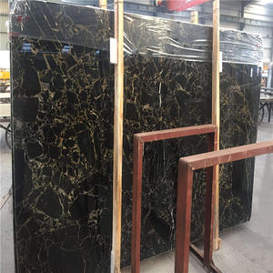 Polissage brillant Athènes Italie Portoro noir fleur dorée dalle de marbre pour dessus de vanité de salle de bain avec évier - Product Image 3