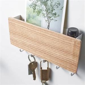 Porte-clés mural en bois avec boîte de rangement et crochets pour l'entrée, organisateur de porte, porte-clés pour la maison et le bureau, plateau à courrier - Product Image 3