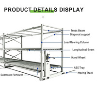 Table de culture mobile à roulettes pour système hydroponique de serre, avec plateau ABS, système d'irrigation par flux et reflux, best-seller aux États-Unis