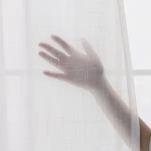 Tela de cortina transparente con apariencia de lino, tela de poliéster, cruzada, oferta de liquidación