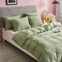 Seersucker housse de couette ensemble microfibre moderne Style Simple couleur unie King Size housse de couette couleur bonbon US King ensemble de literie