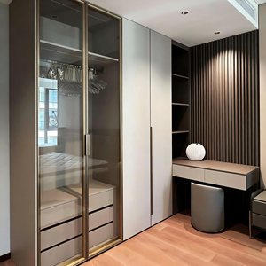 Armoire sur mesure de luxe pour la maison avec portes en bois massif, style moderne européen, écologique, grande capacité, armoire de chambre à coucher - Product Image 5