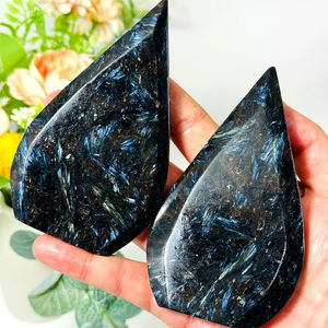 Ornement en cristal naturel d'astrophyllite gravé en forme de feu d'artifice, artisanat de guérison pour le Feng Shui, décoration d'art de collection en gros - Product Image 1