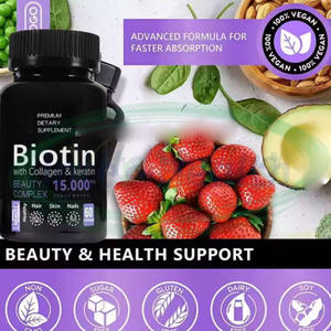 VitaSpring Cápsulas de Biotina para Crecimiento del Cabello, Suplemento Vitamínico de Queratina y Colágeno para Hombres, 10000mcg, 25000mcg - Product Image 2