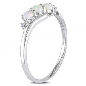 Bague en argent sterling 925 avec opale ronde et zircon cubique, bijoux de mode pour femmes, pierre précieuse - Product Image 2