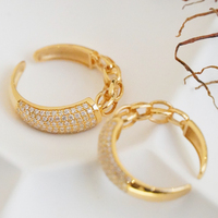 H & F Original anneau en or massif 14k 5 grammes diamant naturel armure d'articulation tous les anneaux de saut en or 14k hommes Croissants Design