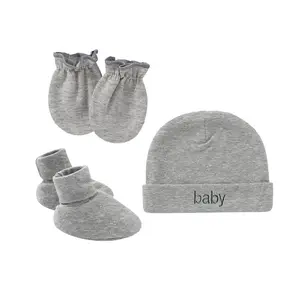 Rarewe Wholesale Plain Baby Hats Cotton Anti-Scratch Gloves Foot Covers Infants Toddlers Baby Hat Sets Custom Hats For Baby
