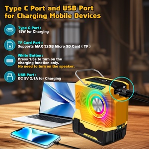 <span class=keywords><strong>Altavoz</strong></span> Inalámbrico Portátil Compatible con Batería de Iones de Litio Dewalt de 20 V, <span class=keywords><strong>Altavoz</strong></span> Bluetooth Inalámbrico para Acampar, el Hogar y Fiestas - Product Image 2