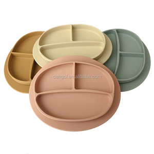Plato de silicona irrompible dividido para bebé, conjunto de alimentación de succión antideslizante para lavavajillas, plato de silicona para bebé - Product Image 3